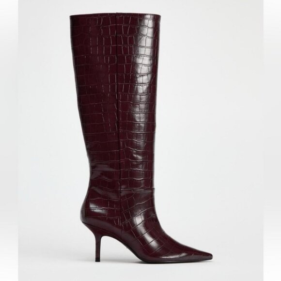 NWT ZARA THIN HEEL LEATHER BOOTS - Picture 4 of 8